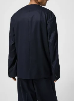 Cardigan collarless pure wool jacket