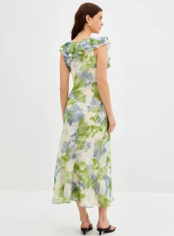 Carrie ruffled watercolour garden dress