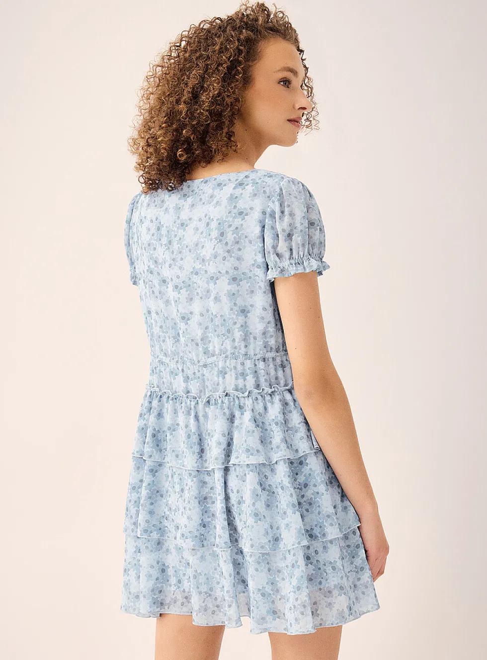Charm cord tiered chiffon dress