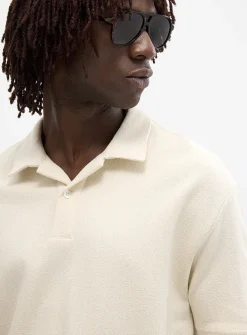 Chevron weft Johnny collar polo