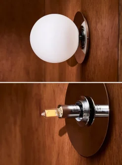 Chrome celestial globe sconce