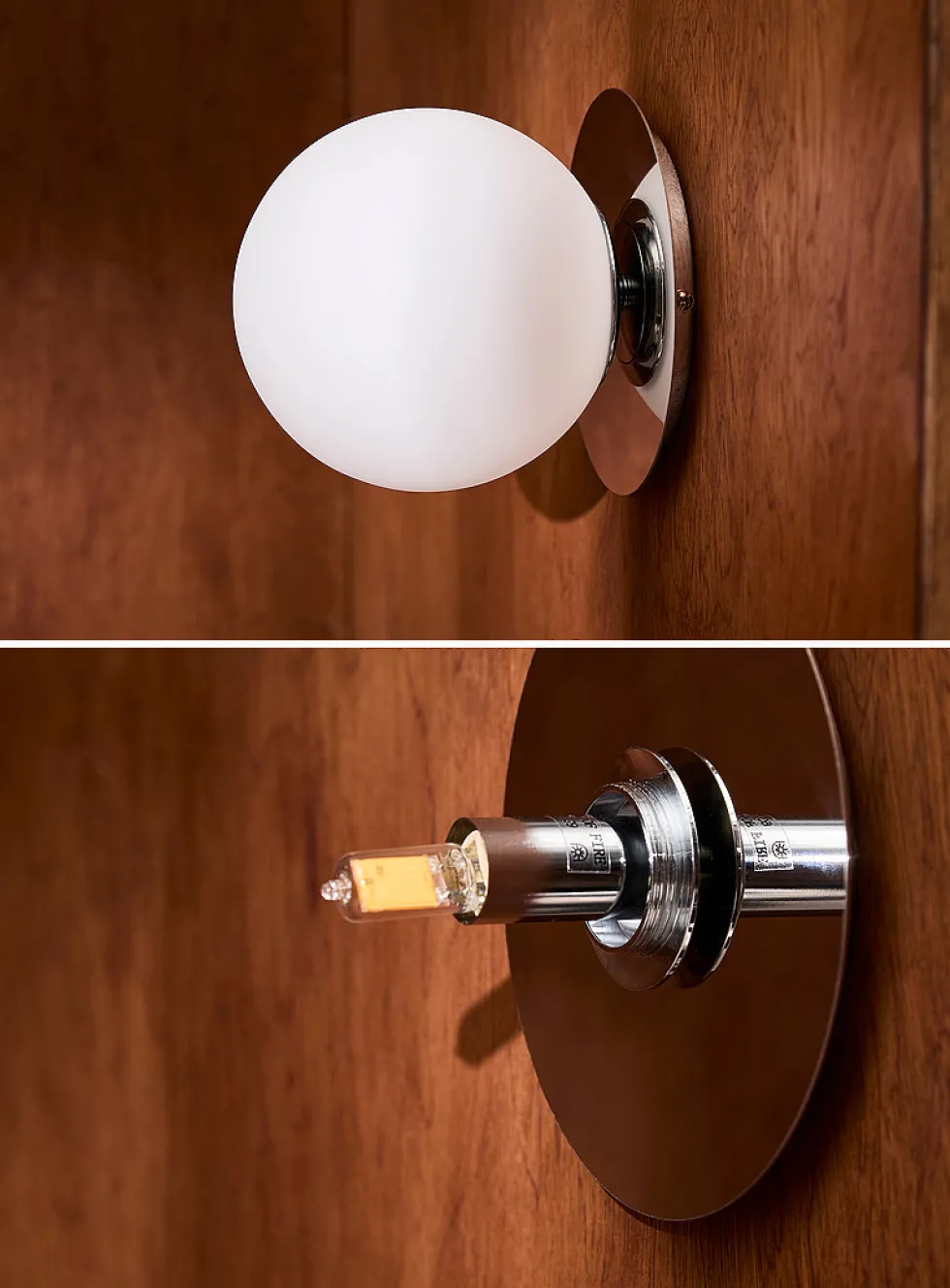 Chrome celestial globe sconce