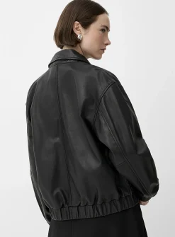Ciara shirt collar leather jacket