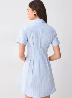 Cinched waist Oxford shirtdress