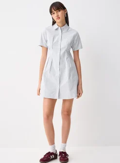 Cinched waist Oxford shirtdress