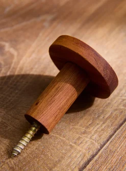 Circular acacia wood wall-mounted hooks