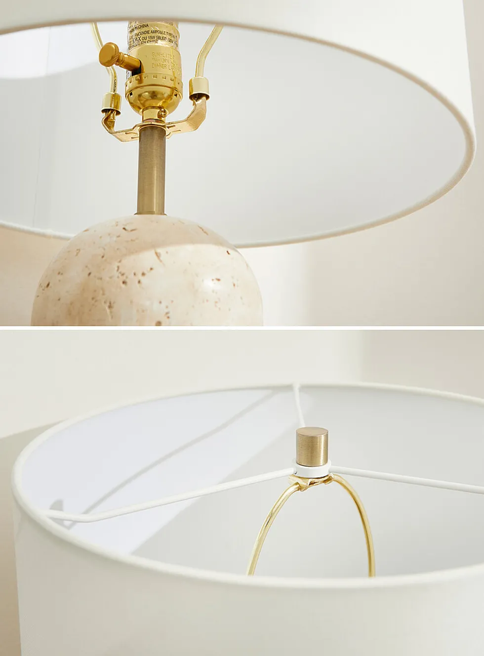 Classic travertine base table lamp