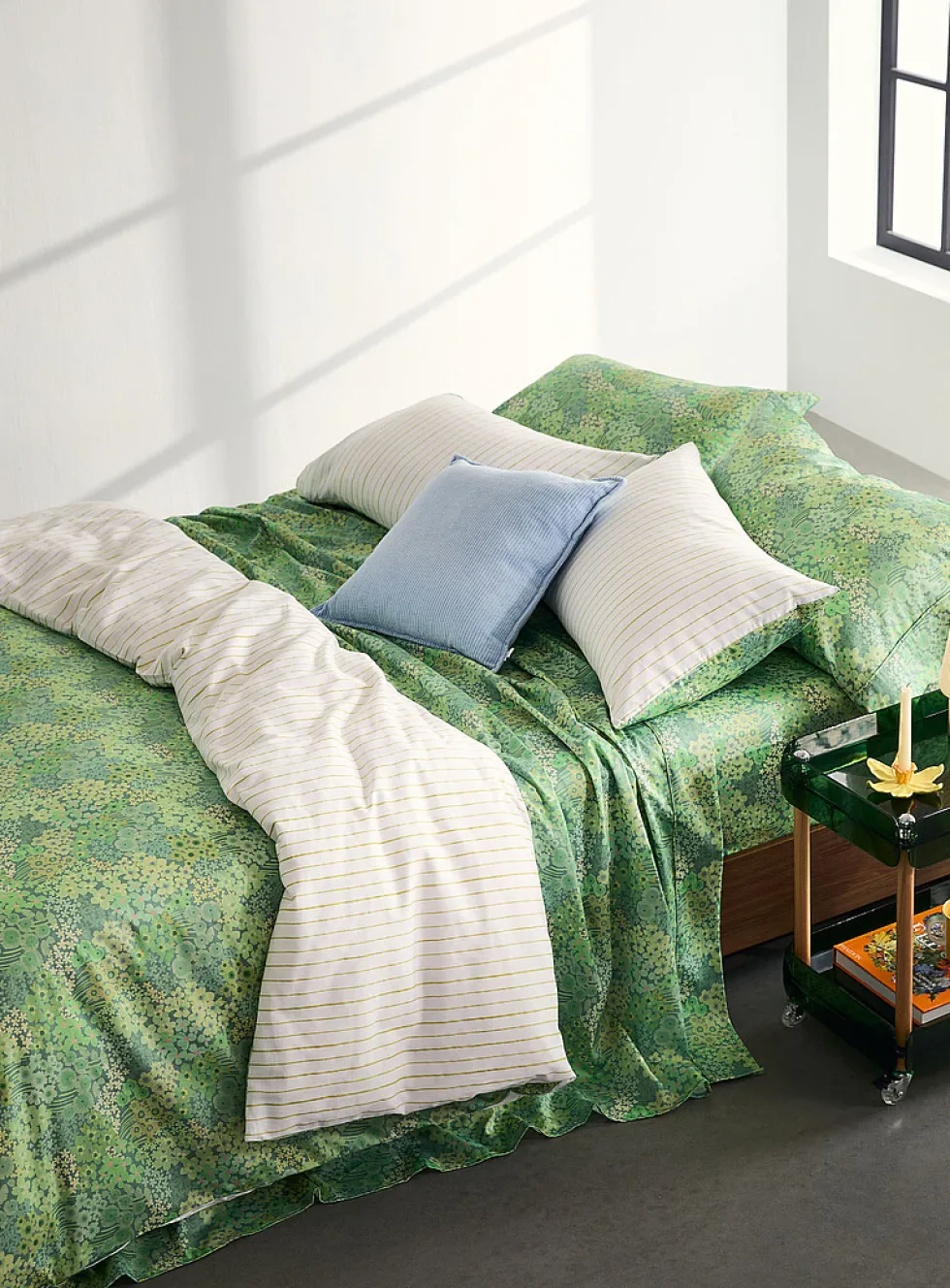 Clementine green floral duvet cover set