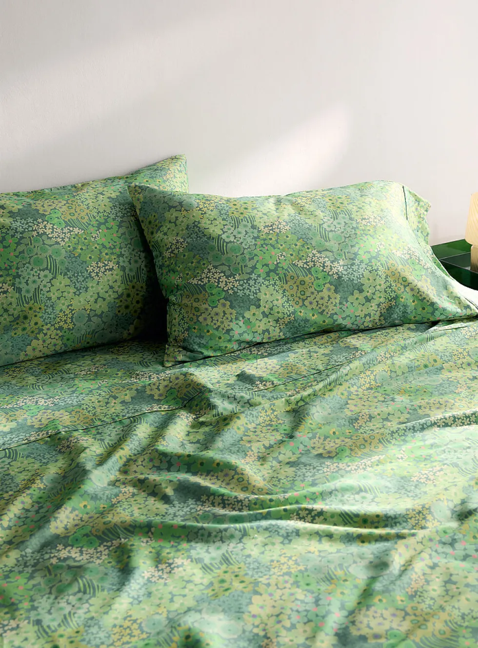 Clementine green flower sheet set