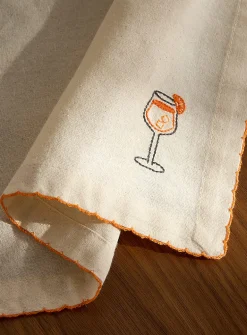 Cocktails embroidered napkin
