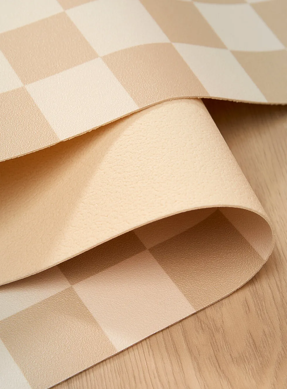 Coffee and cream checkerboard vinyl hallway mat