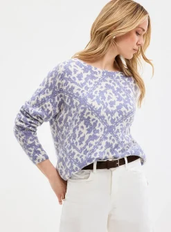 Colorful flower garden fuzzy knit sweater