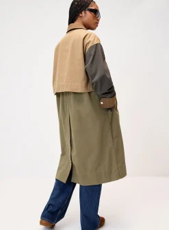 Colour blocks organic cotton trench coat