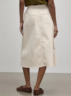 Coloured denim A-line skirt