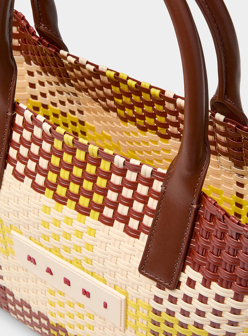 Colourful basket-knit tote bag
