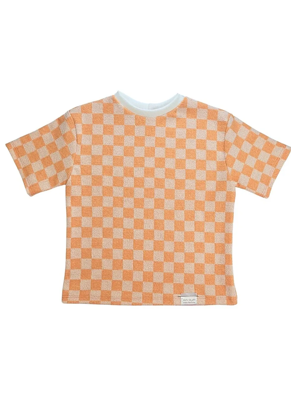 Colourful checkerboard terry loose T-shirt