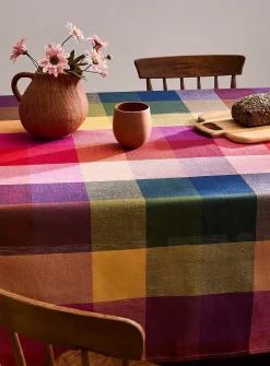 Colourful checkers tablecloth