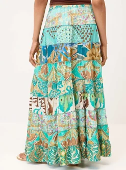 Colourful paisley pattern peasant skirt