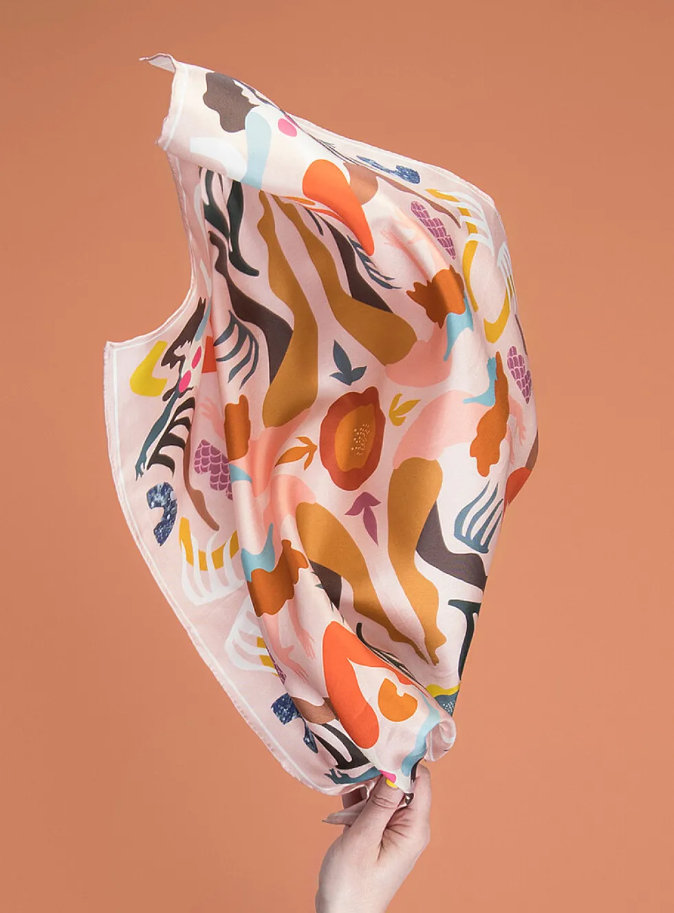 Colourful pure silk scarf