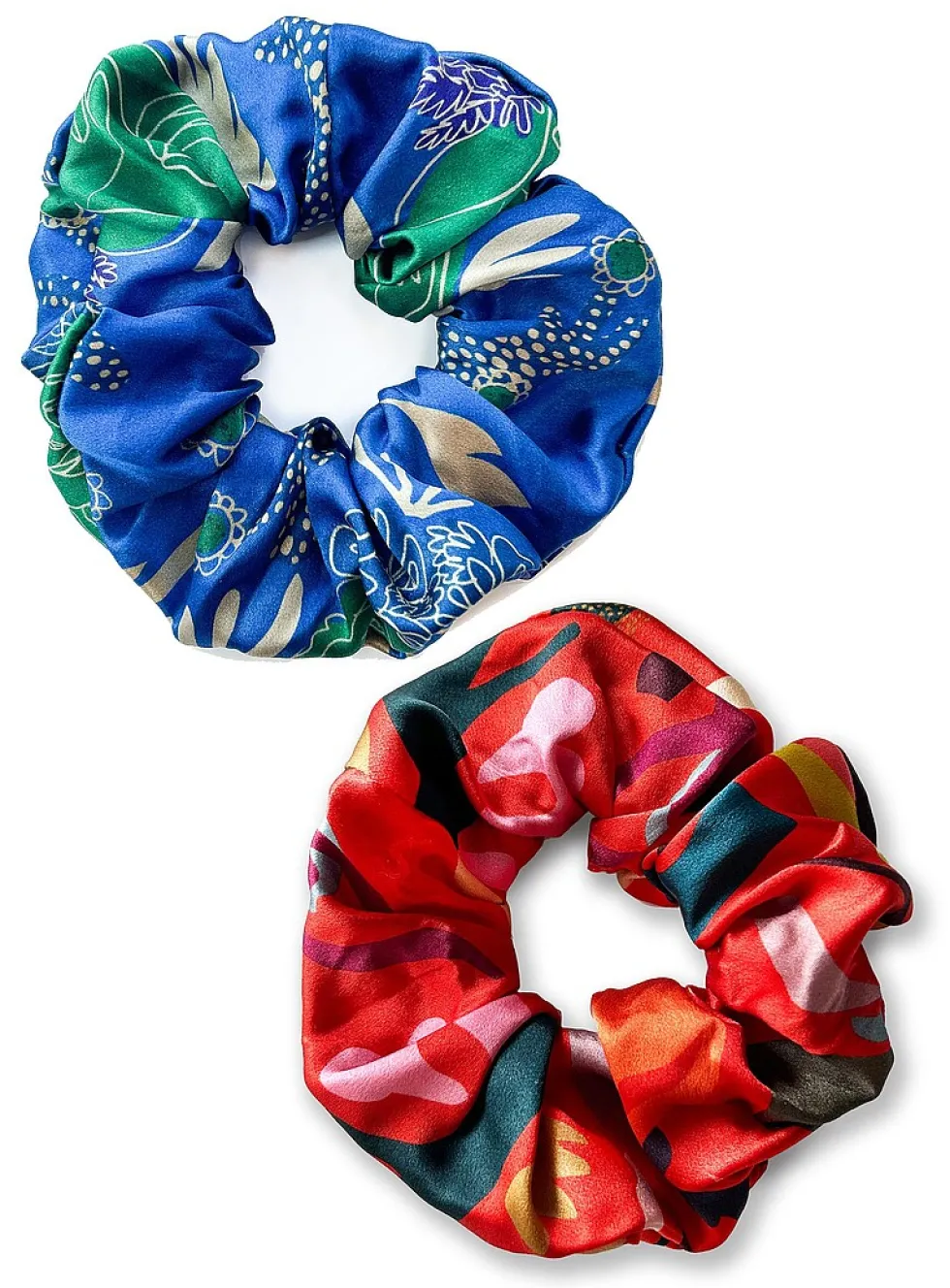 Colourful pure silk scrunchie set