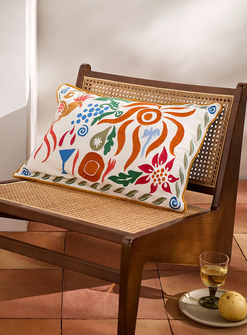 Colourful summer embroidery removable-cover cushion