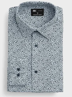 Contrast micro-flower shirt