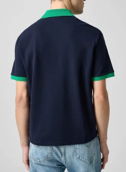 Contrasting collar piqué polo shirt