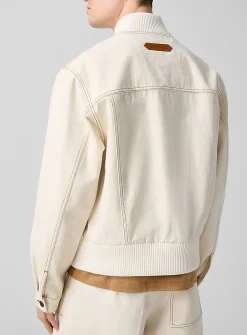 Contrasting stitching ivory bomber