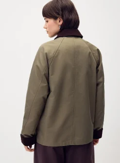 Corduroy accents twill blazer