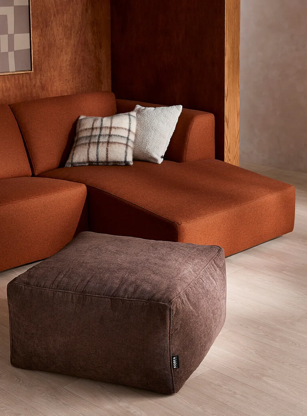 Corduroy oversized square pouf