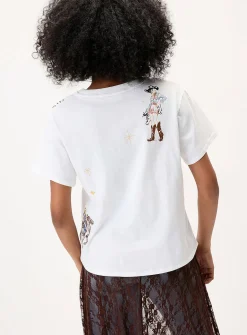 Cowgirl embroidery loose T-shirt