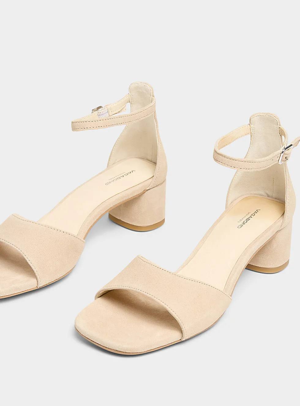 Cream leather Piper block-heel sandal