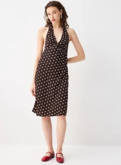 Crepe halter midi dress