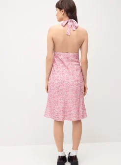 Crepe halter midi dress