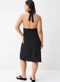 Crepe halter midi dress