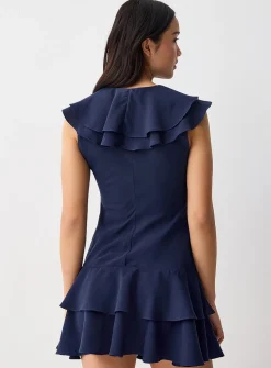 Crepe ruffle dress