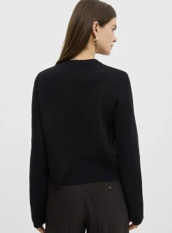 Crest buttons decorative pockets cardigan