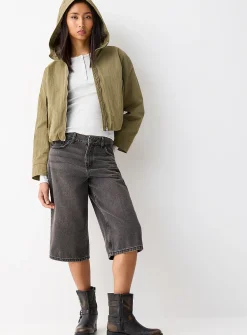 Crinkle effect cropped jacket