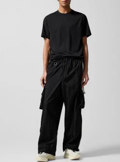 Crinkled nylon cargo track pant