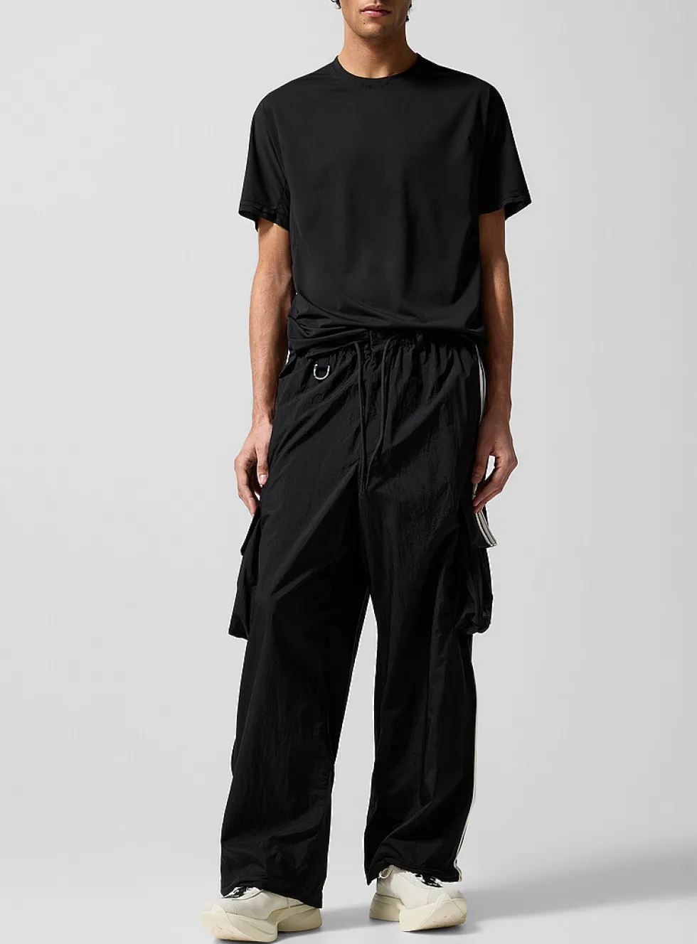 Crinkled nylon cargo track pant