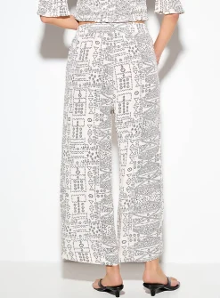 Crinkled texture cropped wide-leg pant