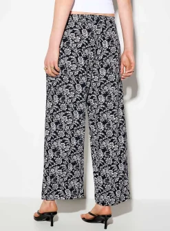 Crinkled texture cropped wide-leg pant