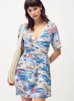 Crinkled wrap-style minidress