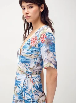 Crinkled wrap-style minidress