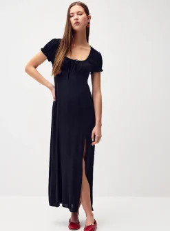Crinkled-finish maxi dress