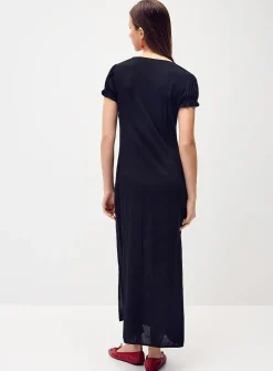 Crinkled-finish maxi dress