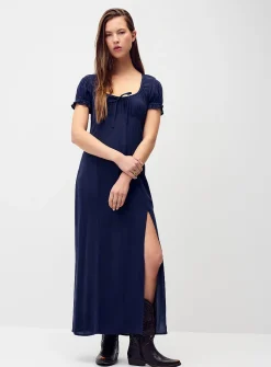 Crinkled-finish maxi dress