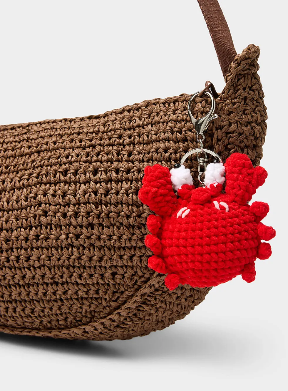 Crocheted crab charm keychain