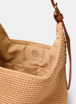 Crocheted-cord small hobo bag