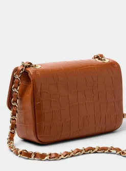 Croc-like leather evening bag